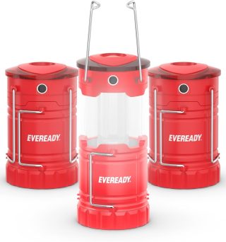 Eveready LED Camping Lantern 360 PRO (3-Pack), Super Bright Tent Lights, Rugged IPX4 Water Resistant LED Lanterns, 100 Hour Run-time (Batteries Included)
